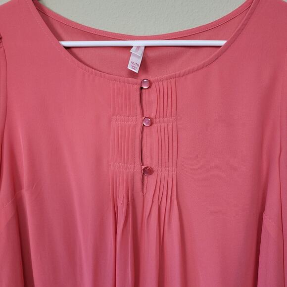Xhilaration Womens Peach Balloon Sleeve Round Neck Pullover Shift Dress Size XL - Picture 3 of 8